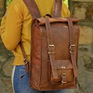 New 𝅺Handmade Goat Leather backpack 15 inch